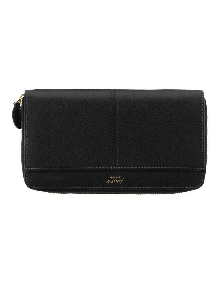 Classic Stitch Soft Large Zip Purse in Black image 2