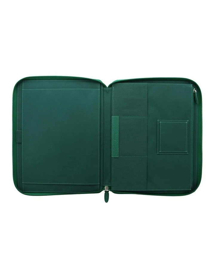 A4 Finsbury Zip Folio in Forest Green image 2