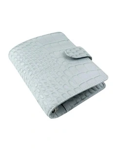 Pocket Classic Croc Organiser in Silver Mist