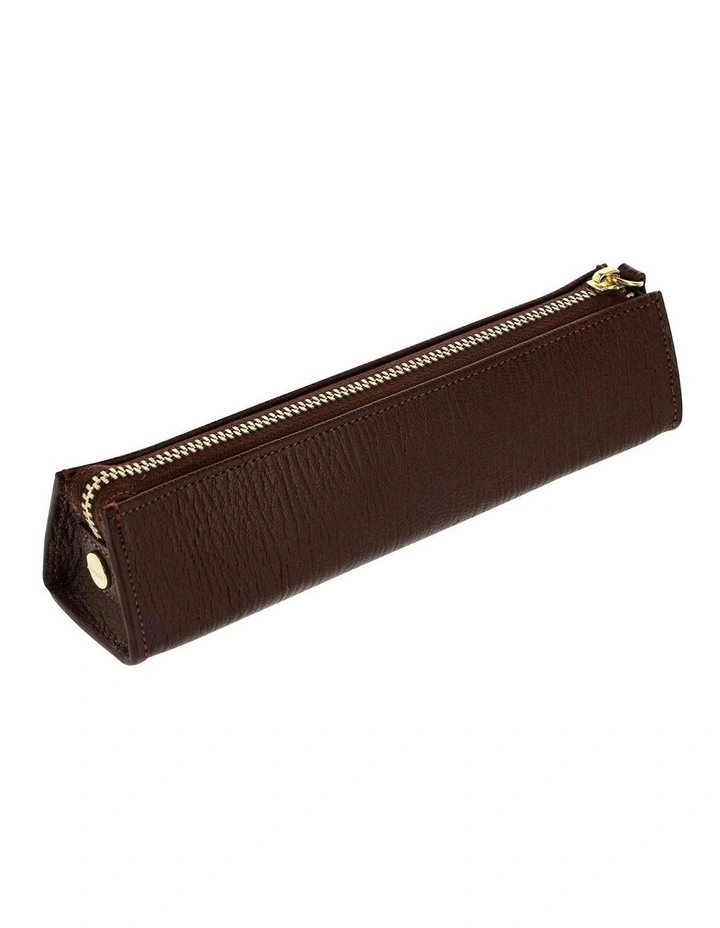 Chester Zip Pen Case in Brown image 1