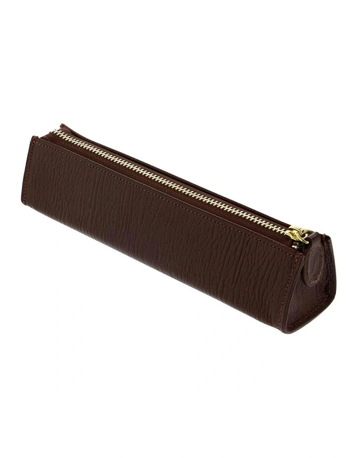 Chester Zip Pen Case in Brown image 2