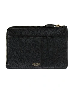 Classic Stitch Soft Zip Card Holder in Black