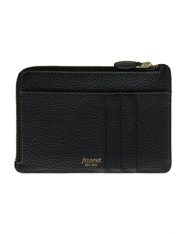 Classic Stitch Soft Zip Card Holder in Black image 1