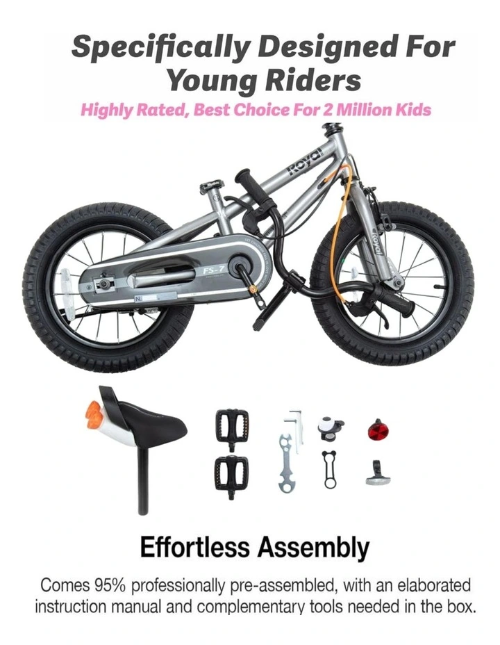 RoyalBaby Freestyle Grey 7th Sport Kids Bike with Training Wheels 16 Inch Wheel Bicycle Boys Girls image 4