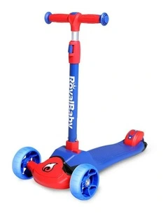 Foldable Adjustable Flasing Wheels Kick Scooter in Blue Red