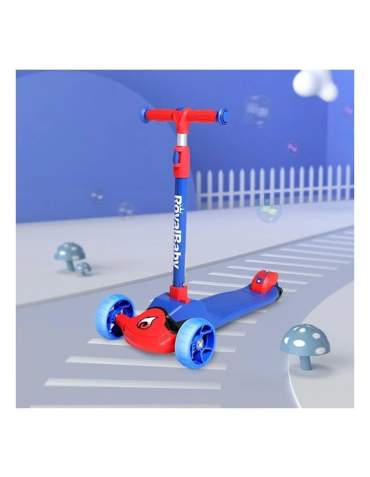 Foldable Adjustable Flasing Wheels Kick Scooter in Blue Red image 2
