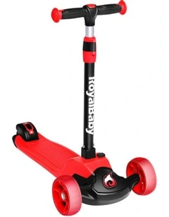 Foldable Adjustable Flasing Wheels Kick Scooter in Red