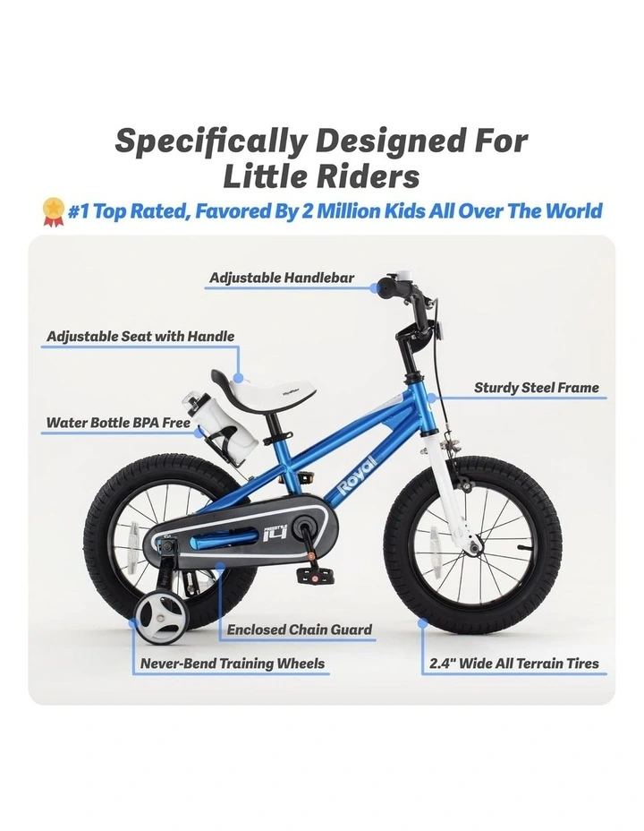 Kids Bike Freestyle 8th BMX for Boys Girls Ages 3  years in blue image 2