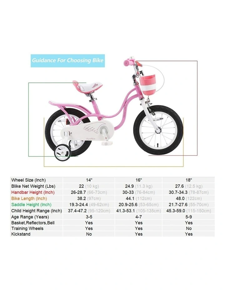 Swan Girls 14/16/18" Kids Bike Pink/White image 7