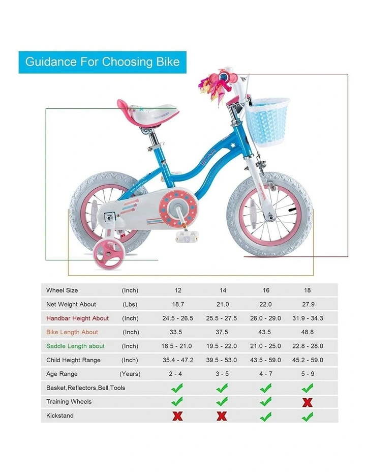 RoyalBaby Girls Bike Stargirl Blue White 12/14/16/18" inch Kids Bike Training Wheels Toddlers & Big Kids Bicycle image 2