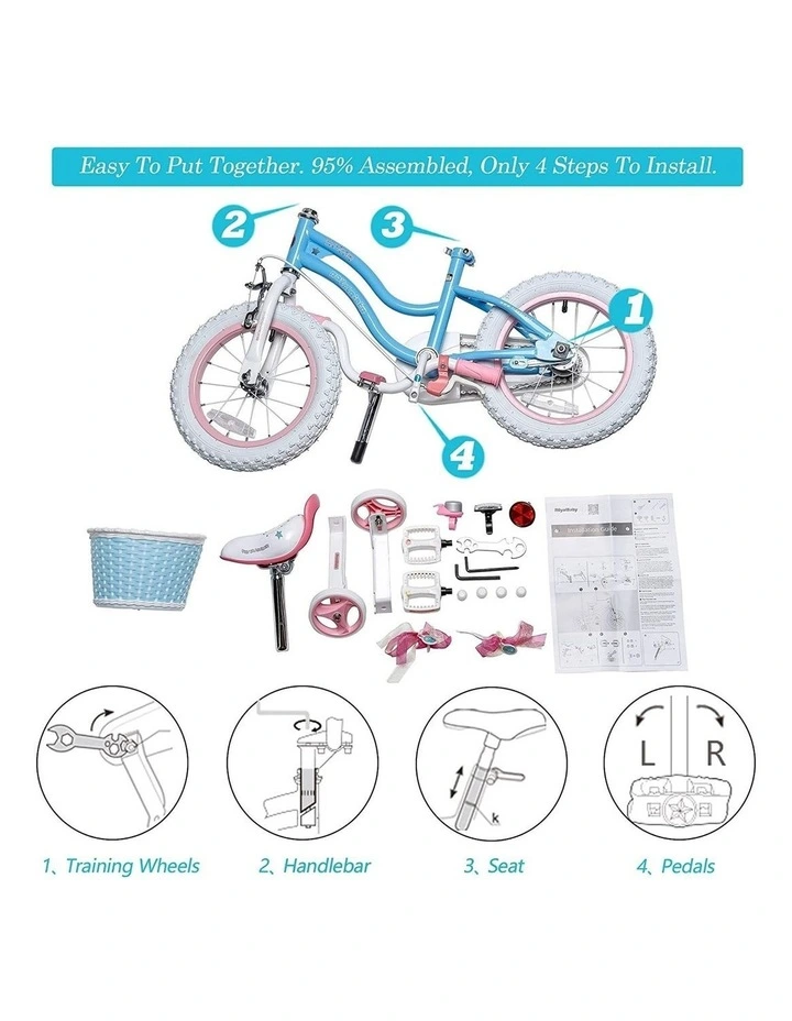 RoyalBaby Girls Bike Stargirl Blue White 12/14/16/18" inch Kids Bike Training Wheels Toddlers & Big Kids Bicycle image 3