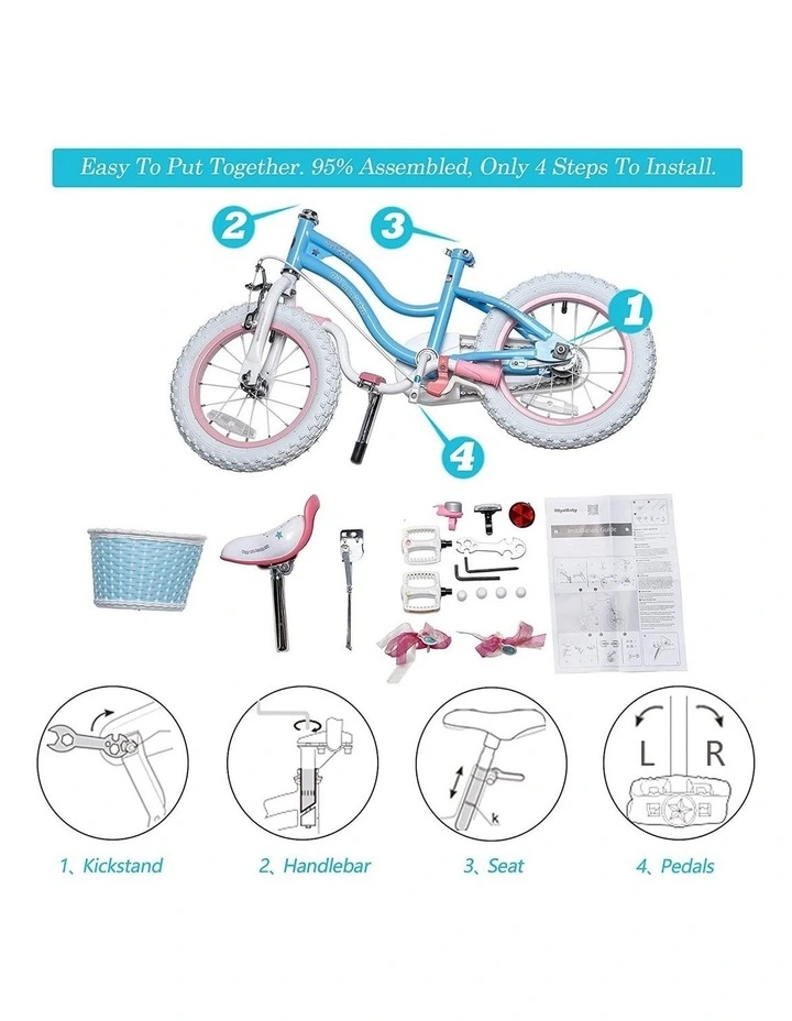 RoyalBaby Girls Bike Stargirl Blue White 12/14/16/18" inch Kids Bike Training Wheels Toddlers & Big Kids Bicycle image 7