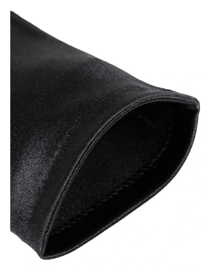 Long Above Elbow Satin Gloves in Black image 4