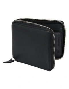 Zip Nappa Leather Wallet in Black