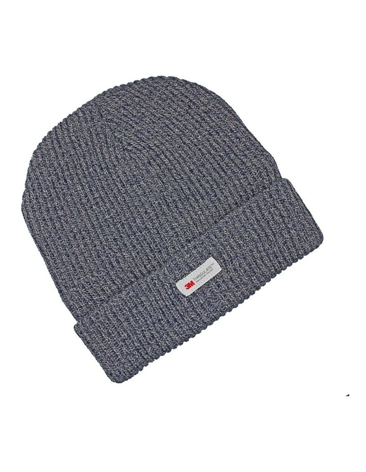 Rib Knit Thinsulate Beanie in Navy Marle image 1