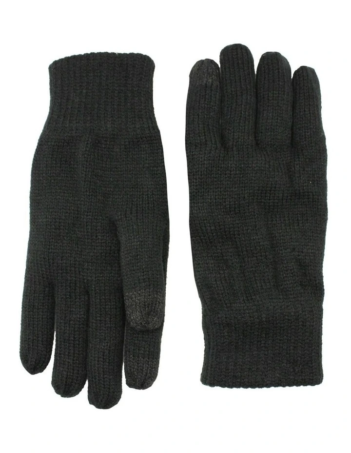 Thinsulate Lined Touchscreen Knit Gloves in Black image 2