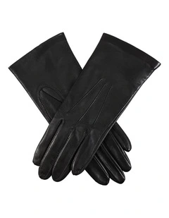 Silk Lined Leather Gloves in Black