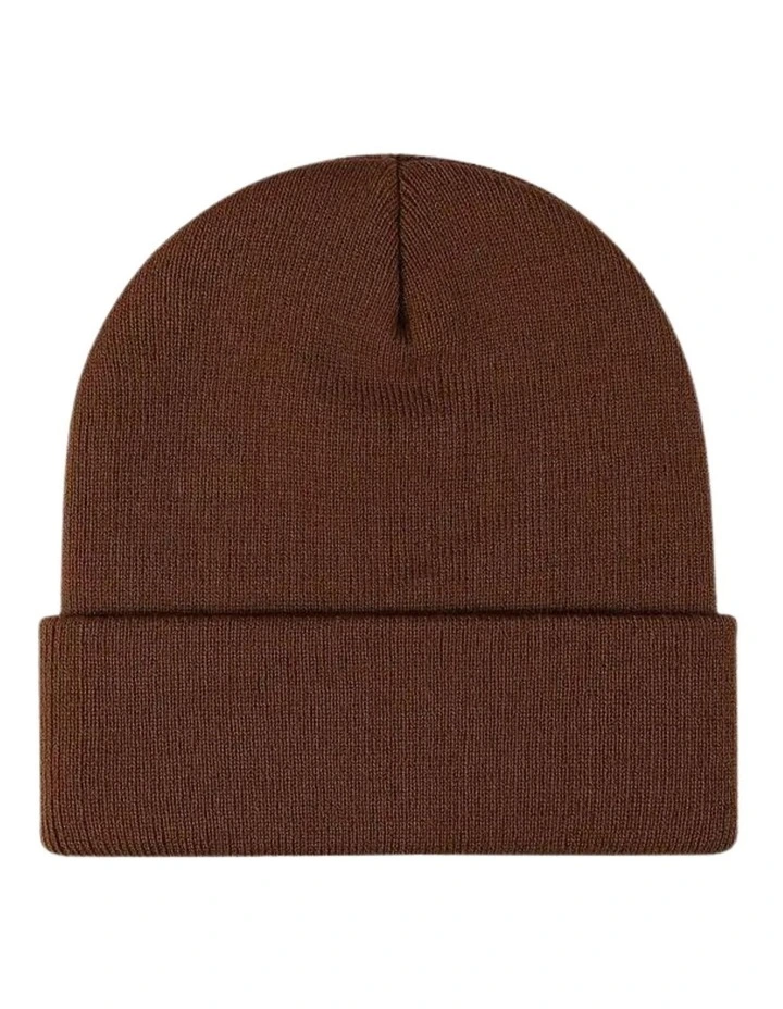 Plain Knit Winter Warm Beanie in Brown image 1