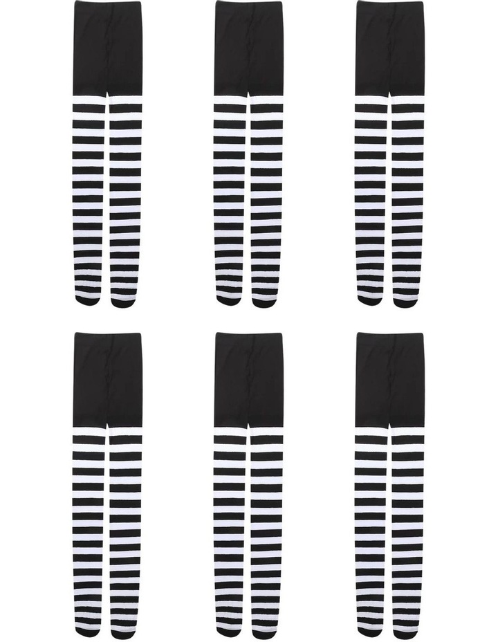 Footless Tights Stockings Pantyhose Leg Hosiery Thermal 6x in Black/White Stripes image 1