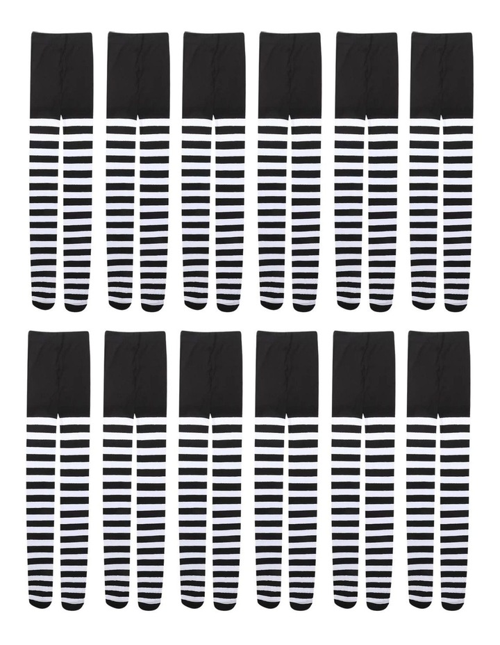 Footless Tights Stockings Pantyhose Leg Hosiery Thermal 12x in Black/White Stripes image 1