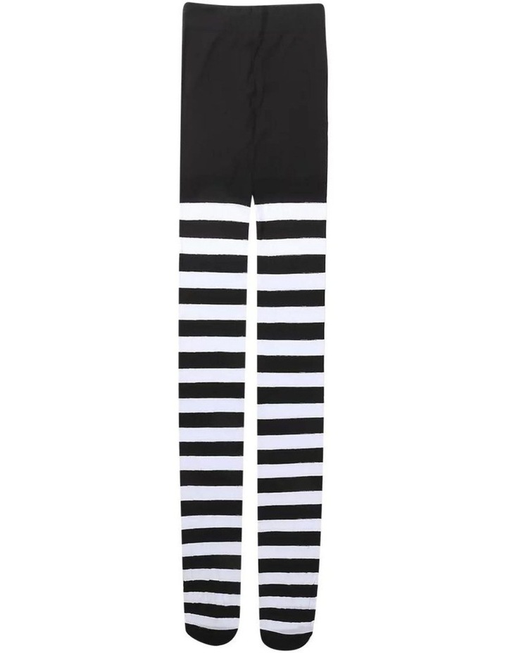 Footless Tights Stockings Pantyhose Leg Hosiery Thermal 12x in Black/White Stripes image 2