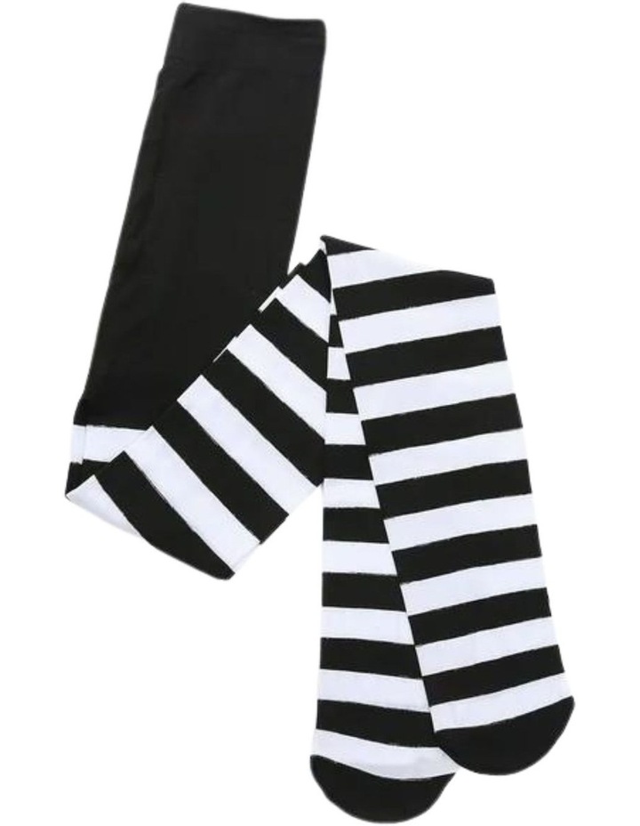 Footless Tights Stockings Pantyhose Leg Hosiery Thermal 12x in Black/White Stripes image 3