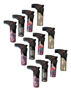 Jet Gas Lighter Torch Gun Gas with Refillable Butane and Safety Lock 12x in Assorted