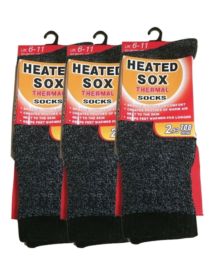 Thermal Heated Socks 6-11 Uk 3 Pairs in Black image 2
