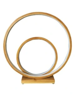 Double Circle Bamboo LED Table Lamp  in Light Timber