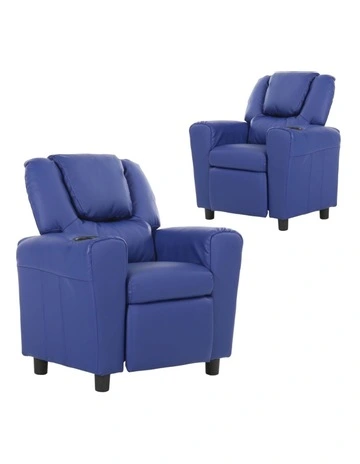 Oliver Kids Recliner Sofa Arm Chair Set of 2 in Blue