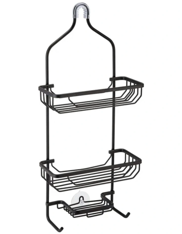 3 Tier Shower Bath Rack Aluminium Storage Basket in Black image 1