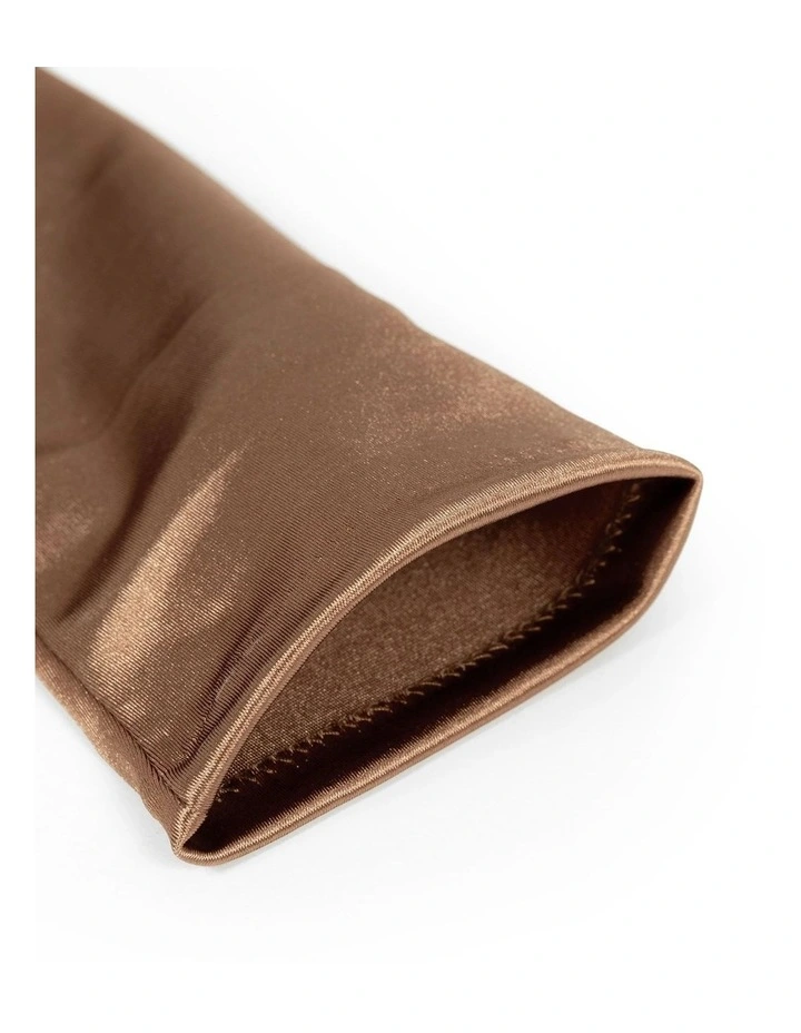 Long Above Elbow Satin Gloves in Bronze image 4