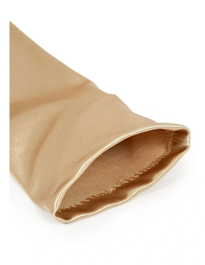 Long Above Elbow Satin Gloves in Gold image 4