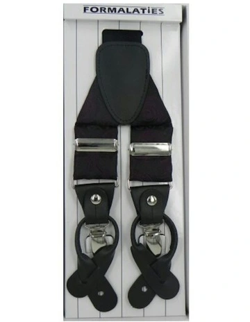 Paisley Tapestry Premium Convertible Suspenders Braces Y Back in Wine