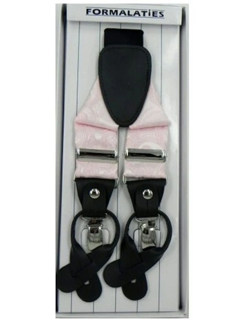 Paisley Tapestry Premium Convertible Suspenders Braces Y Back in Pink