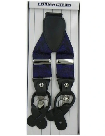 Paisley Tapestry Premium Convertible Suspenders Braces Y Back in Purple