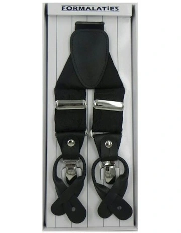 Paisley Tapestry Premium Convertible Suspenders Braces Y Back in Black
