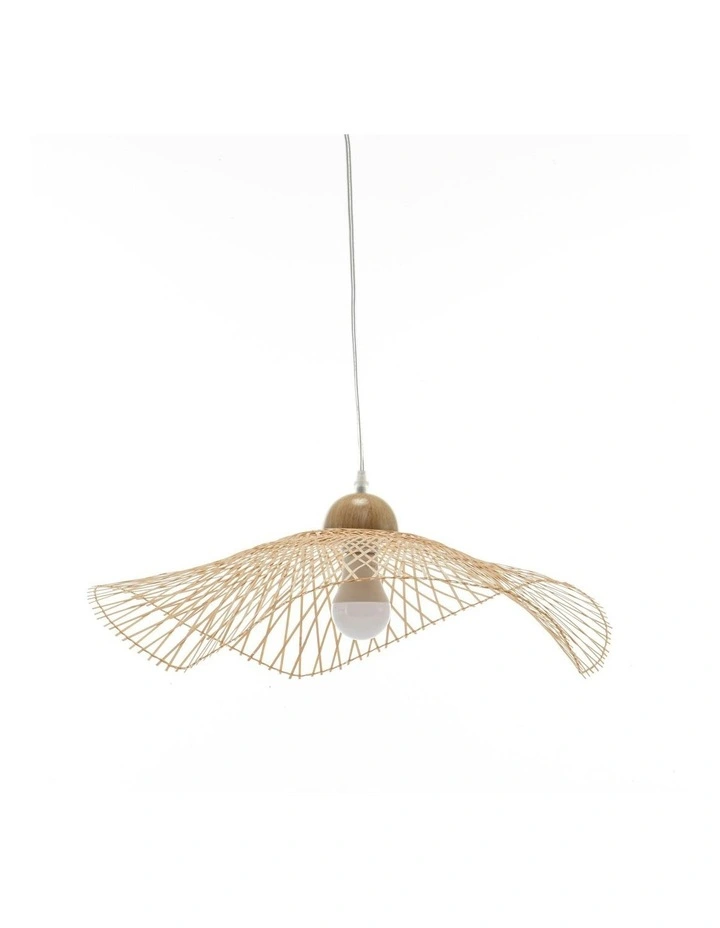 Sophia Hand-Woven Bamboo Wave Small Pendant Lamp in Natural image 1