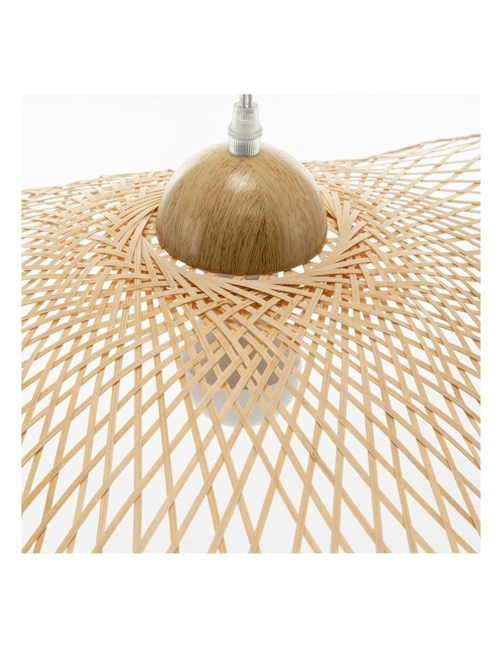 Sophia Hand-Woven Bamboo Wave Small Pendant Lamp in Natural image 2