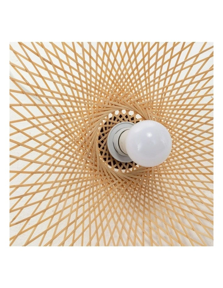 Sophia Hand-Woven Bamboo Wave Small Pendant Lamp in Natural image 4