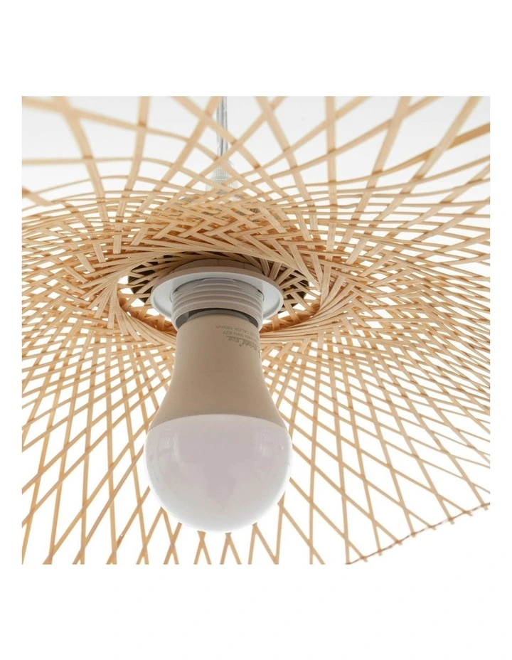 Sophia Hand-Woven Bamboo Wave Small Pendant Lamp in Natural image 5
