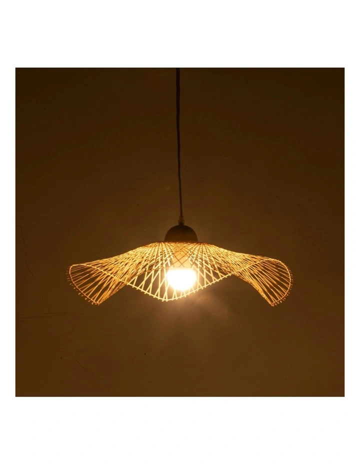 Sophia Hand-Woven Bamboo Wave Small Pendant Lamp in Natural image 6