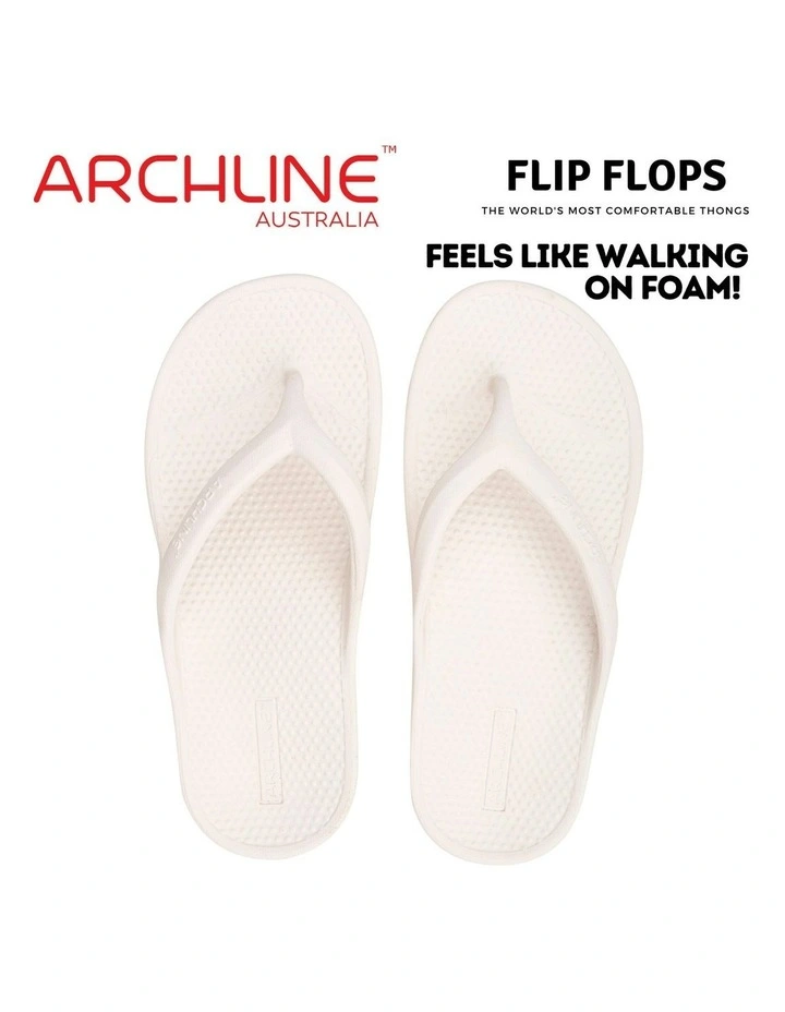 Archline Orthotic Foam Thongs Arch Support Flip Flops Orthopedic Rebound in White image 2