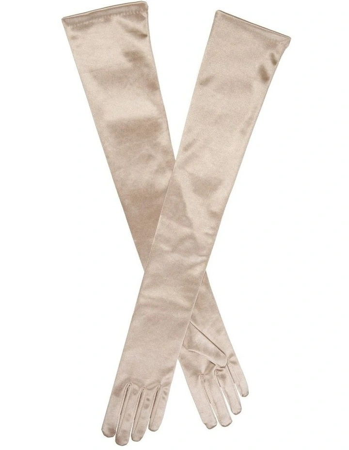 Bella Long Opera Satin Gloves in Champagne image 1