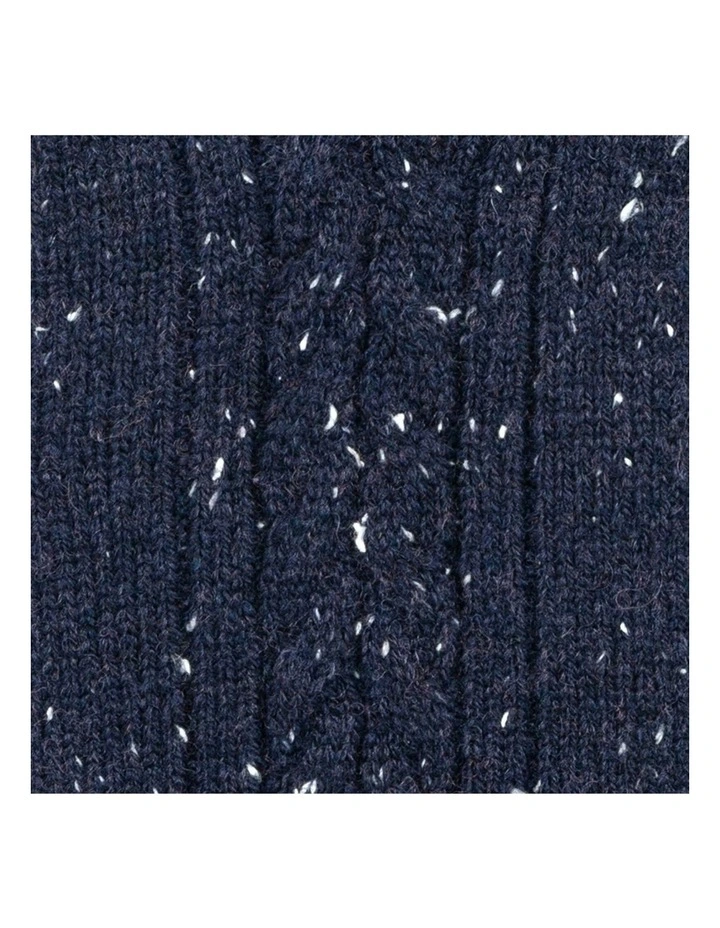 Touchscreen Cable Knit Gloves with Marl Yarn in Navy image 3