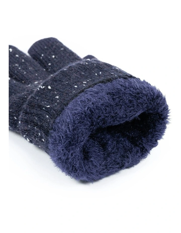 Touchscreen Cable Knit Gloves with Marl Yarn in Navy image 4