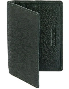 Pebble Grain Leather Card Holder with RFID Blocking in Bottle