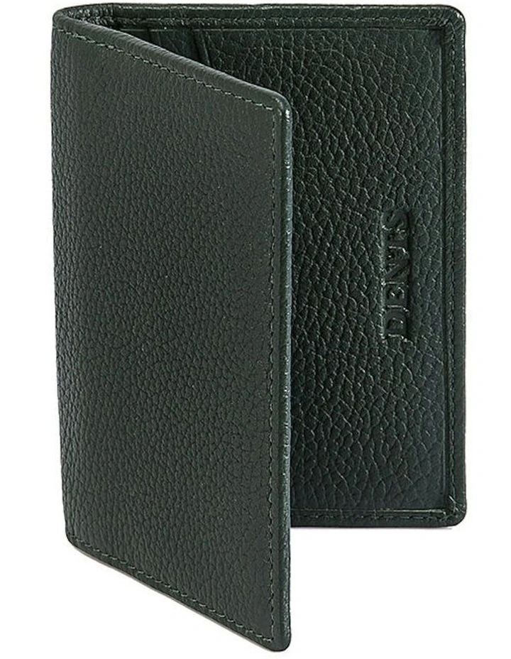 Pebble Grain Leather Card Holder with RFID Blocking in Bottle image 1