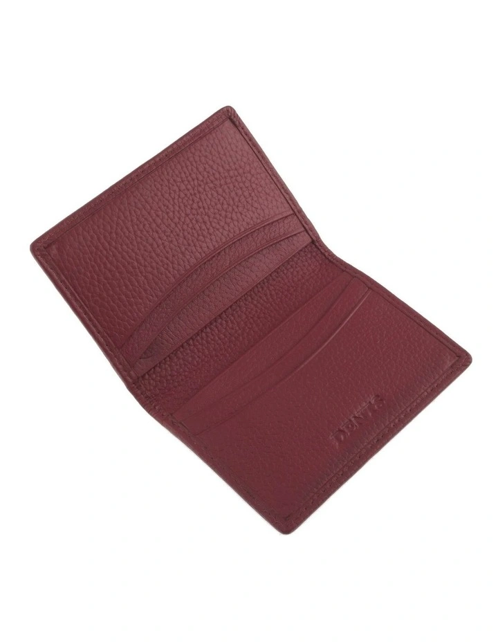 Pebble Grain Leather Card Holder with RFID Blocking in Berry image 2