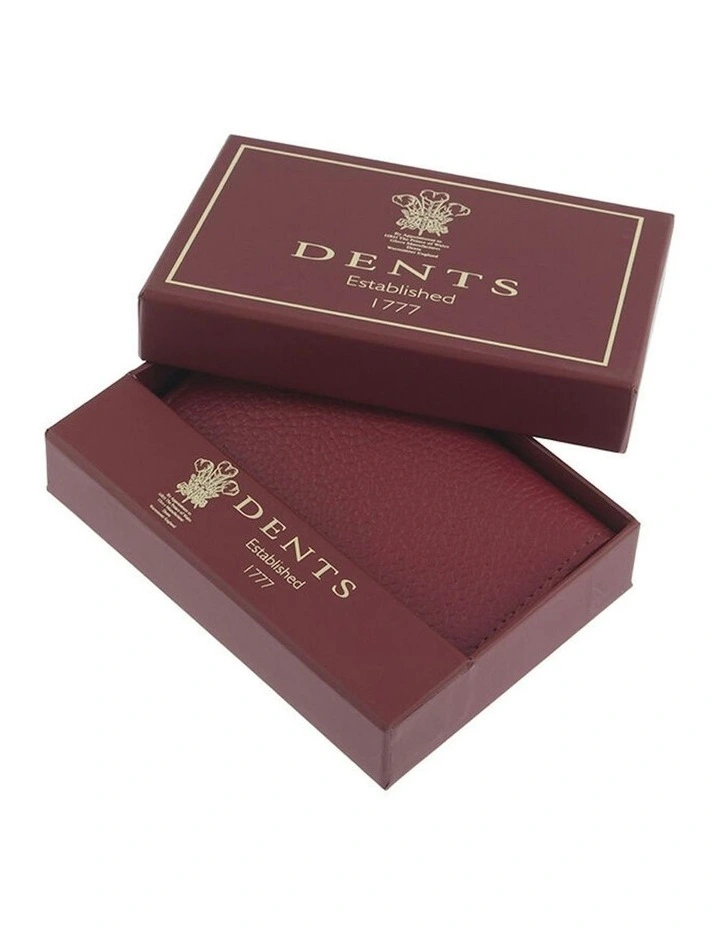 Pebble Grain Leather Card Holder with RFID Blocking in Berry image 3